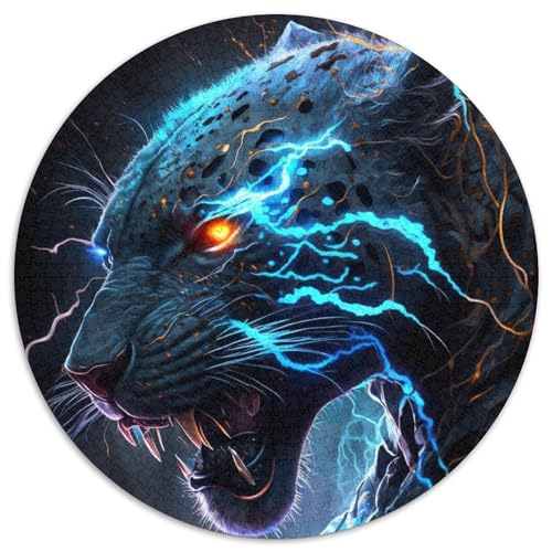 1000-teiliges Puzzle mit Tier-Leoparden-Motiv, rund, 1000 Teile, für Erwachsene, DIY-Dekoration, Gehirn-Herausforderung, für Erwachsene, Familie, 67,5 x 67,5 cm von LiJianXXR