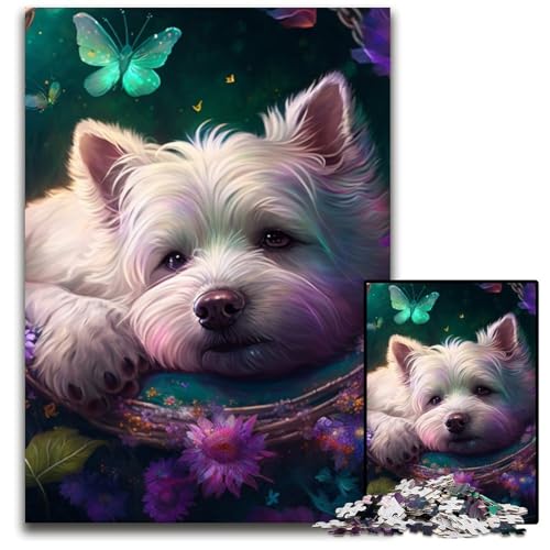 1000-teiliges Puzzle mit wunderschönem West Highland Terrier für Erwachsene. Anspruchsvolles Denkspiel für Teenager, Spaß für den Familienspieleabend, 26x38cm/10,23x14,96 Zoll 1000-teiliges Puzzle mit wunderschönem West Highland Terrier für Erwachsene. Anspruchsvolles Denkspiel für Teenager, Spaß für den Familienspieleabend, 26x38cm/10,23x14,96 Zoll von LiJianXXR