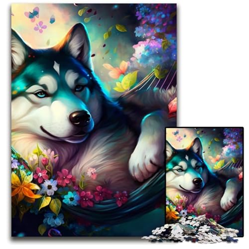 1000-teiliges Puzzle mit wunderschönen Husky-Puzzles für Erwachsene, anspruchsvolles Denkspiel für Teenager, Spaß für den Familienspieleabend, 26x38cm/10,23x14,96 Zoll 1000-teiliges Puzzle mit wunderschönen Husky-Puzzles für Erwachsene, anspruchsvolles Denkspiel für Teenager, Spaß für den Familienspieleabend, 26x38cm/10,23x14,96 Zoll von LiJianXXR
