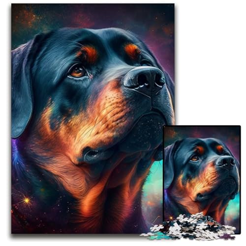 1000-teiliges Rottweiler-Puzzle aus Pappe. Anspruchsvolles Denkspiel, Familienaktivität, Heimdekoration, 26x38cm/10,23x14,96 Zoll 1000-teiliges Rottweiler-Puzzle aus Pappe. Anspruchsvolles Denkspiel, Familienaktivität, Heimdekoration, 26x38cm/10,23x14,96 Zoll von LiJianXXR
