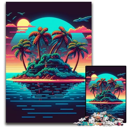 1000-teiliges Strandinsel-Puzzle für Erwachsene, anspruchsvolles Denkspiel für Teenager, Spaß für den Familienspieleabend, 26x38cm/10,23x14,96 Zoll von LiJianXXR
