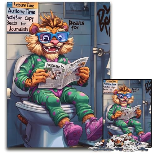 1000-teiliges Tiger Go Toilet-Puzzle für Erwachsene, anspruchsvolles Denkspiel für Teenager, Spaß für den Familienspielabend, 50x75cm/19,68x29,52 Zoll von LiJianXXR