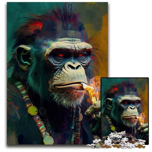 Affen-Puzzle für Erwachsene, 1000-teiliges Papppuzzle, anspruchsvolles DIY-Denkspiel für Teenager, 26x38cm/10,23x14,96 Zoll von LiJianXXR