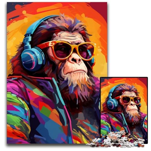 Affenkopfhörer-Puzzle 1000 Teile für Erwachsene, anspruchsvolle Puzzles, interaktives Familienspiel, Gehirnherausforderung, Lernspielzeug, 50x75cm/19,68x29,52 Zoll Affenkopfhörer-Puzzle 1000 Teile für Erwachsene, anspruchsvolle Puzzles, interaktives Familienspiel, Gehirnherausforderung, Lernspielzeug, 50x75cm/19,68x29,52 Zoll von LiJianXXR