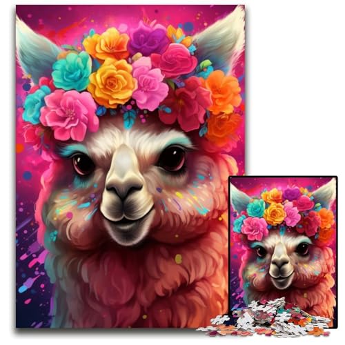 Alpaka trägt Blumen, 1000 Teile Puzzle für Erwachsene, anspruchsvolle Puzzles, interaktives Familienspiel, Gehirn-Herausforderung, Lernspielzeug, 26x38cm/10,23x14,96 Zoll Alpaka trägt Blumen, 1000 Teile Puzzle für Erwachsene, anspruchsvolle Puzzles, interaktives Familienspiel, Gehirn-Herausforderung, Lernspielzeug, 26x38cm/10,23x14,96 Zoll von LiJianXXR