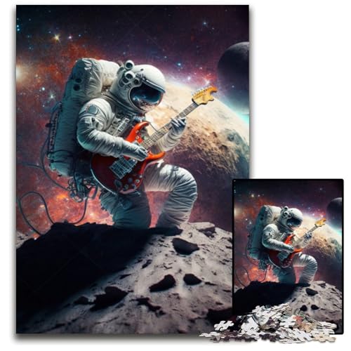 Astronaut spielt Gitarre, 1000-teiliges Puzzle, schwierige Puzzles für Erwachsene, pädagogische Aktivität zur Verbesserung kognitiver Fähigkeiten, 50x75cm/19,68x29,52 Zoll von LiJianXXR