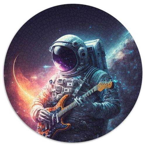 Astronaut spielt Gitarre, Puzzle 1000 Teile für Erwachsene, 1000 Teile, rundes Puzzle, Geschenke, Familie und Freunde, geeignet für Kinder ab 14 Jahren, 67,5 x 67,5 cm von LiJianXXR