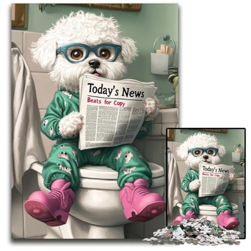 Bichon Frise Go Toilet Puzzle für Erwachsene, 1000 Teile, Papppuzzle, Denksportaufgabe, Teenager und Heimdekoration, 26x38cm/10,23x14,96 Zoll Bichon Frise Go Toilet Puzzle für Erwachsene, 1000 Teile, Papppuzzle, Denksportaufgabe, Teenager und Heimdekoration, 26x38cm/10,23x14,96 Zoll von LiJianXXR