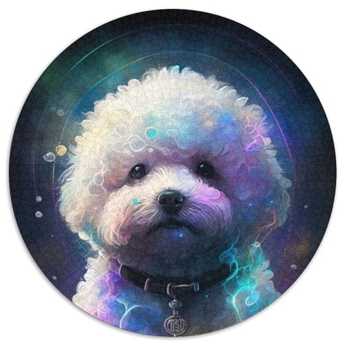 Bichon Frisé-Hund, 1000-teiliges Puzzle-Geschenk, rund, 1000 Teile, für Erwachsene, zur Heimdekoration, als Gehirntraining, 67,5 x 67,5 cm Bichon Frisé-Hund, 1000-teiliges Puzzle-Geschenk, rund, 1000 Teile, für Erwachsene, zur Heimdekoration, als Gehirntraining, 67,5 x 67,5 cm von LiJianXXR