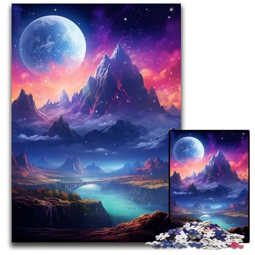 Bunte Planeten-Puzzles für Erwachsene, 1000-teiliges Holzpuzzle, anspruchsvolles DIY-Denkspiel für Teenager, 50x75cm/19,68x29,52 Zoll von LiJianXXR