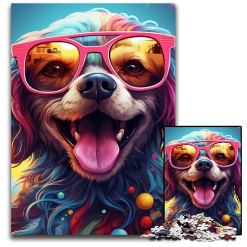 Bunter Kunsthund, 1000 Teile Puzzle für Erwachsene, anspruchsvolle Puzzles, interaktives Familienspiel, Gehirn-Herausforderung, Lernspielzeug, 50x75cm/19,68x29,52 Zoll Bunter Kunsthund, 1000 Teile Puzzle für Erwachsene, anspruchsvolle Puzzles, interaktives Familienspiel, Gehirn-Herausforderung, Lernspielzeug, 50x75cm/19,68x29,52 Zoll von LiJianXXR