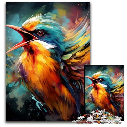 Bunter Kunstsperling, 1000 Teile, Puzzle, Geschenke, Puzzles für Erwachsene, Denkspiel für Teenager und Familieninteraktion, 26x38cm/10,23x14,96 Zoll von LiJianXXR