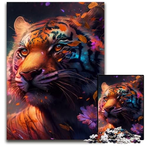 Buntes Kunst-Tiger-Puzzle 1000 Teile für Erwachsene, Puzzles für Erwachsene, interaktives Familienspiel, Gehirn-Herausforderung, Lernspielzeug, 26x38cm/10,23x14,96 Zoll Buntes Kunst-Tiger-Puzzle 1000 Teile für Erwachsene, Puzzles für Erwachsene, interaktives Familienspiel, Gehirn-Herausforderung, Lernspielzeug, 26x38cm/10,23x14,96 Zoll von LiJianXXR