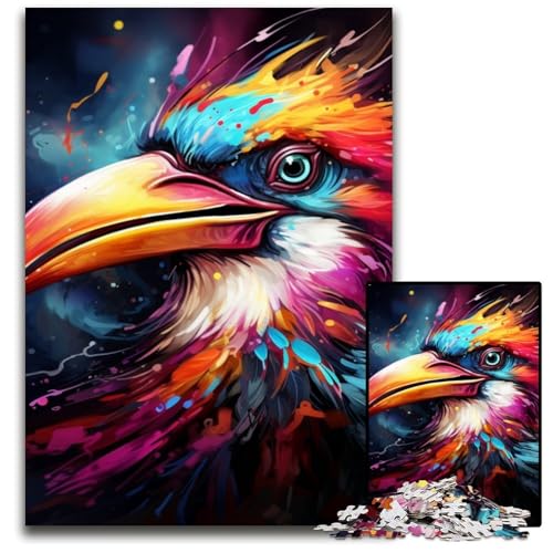 Buntes Kunst-Vogel-Puzzle für Erwachsene, 1000 Teile, Holzpuzzle, Denksportaufgabe, Teenager und Heimdekoration, 50x75cm/19,68x29,52 Zoll von LiJianXXR