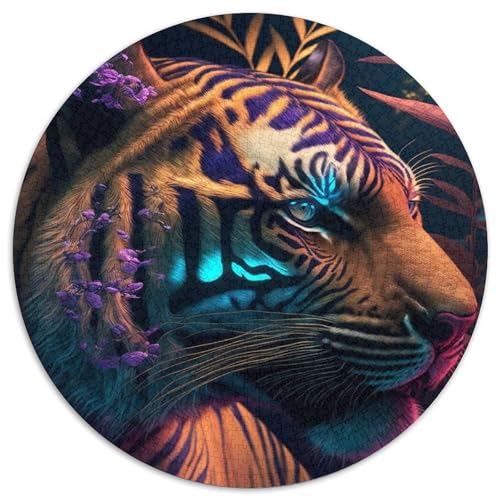Buntes abstraktes Tiger-Puzzle 1000 Teile, Puzzle 1000 Teile, runde Puzzles für Erwachsene, DIY-Kunstdekor, 67,5 x 67,5 cm von LiJianXXR