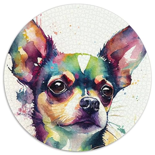 Chihuahua-Aquarell-Puzzle für Erwachsene, 1000 Teile, runde Puzzles mit 1000 Teilen für Erwachsene, Spaß für die ganze Familie, Basteln, perfekt für Geburtstage, Feiertage, 67,5 x 67,5 cm Chihuahua-Aquarell-Puzzle für Erwachsene, 1000 Teile, runde Puzzles mit 1000 Teilen für Erwachsene, Spaß für die ganze Familie, Basteln, perfekt für Geburtstage, Feiertage, 67,5 x 67,5 cm von LiJianXXR