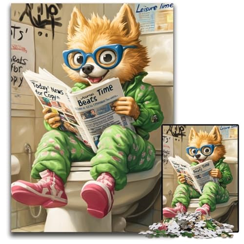 Corgi Go Toilet-Puzzle für Erwachsene, 1000-teiliges Holzpuzzle, perfekt für Familienspaß an Weihnachten, Thanksgiving, Geburtstagen und Ostern, 50x75cm/19,68x29,52 Zoll Corgi Go Toilet-Puzzle für Erwachsene, 1000-teiliges Holzpuzzle, perfekt für Familienspaß an Weihnachten, Thanksgiving, Geburtstagen und Ostern, 50x75cm/19,68x29,52 Zoll von LiJianXXR