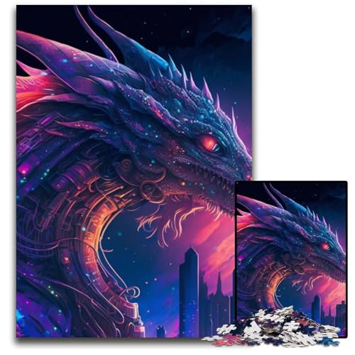 Drachenpuzzle für Erwachsene, 1000 Teile, Puzzle für Erwachsene, perfekt für Halloween, Weihnachten, Geburtstagsgeschenk, 50x75cm/19,68x29,52 Zoll Drachenpuzzle für Erwachsene, 1000 Teile, Puzzle für Erwachsene, perfekt für Halloween, Weihnachten, Geburtstagsgeschenk, 50x75cm/19,68x29,52 Zoll von LiJianXXR