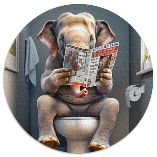 Elefant auf der Toilette, Puzzle für Erwachsene, 1000 Teile, 1000-teiliges rundes Puzzle für Erwachsene, Spaß für die ganze Familie, Basteln, perfekt für Geburtstage, Feiertage, 67,5 x 67,5 cm Elefant auf der Toilette, Puzzle für Erwachsene, 1000 Teile, 1000-teiliges rundes Puzzle für Erwachsene, Spaß für die ganze Familie, Basteln, perfekt für Geburtstage, Feiertage, 67,5 x 67,5 cm von LiJianXXR