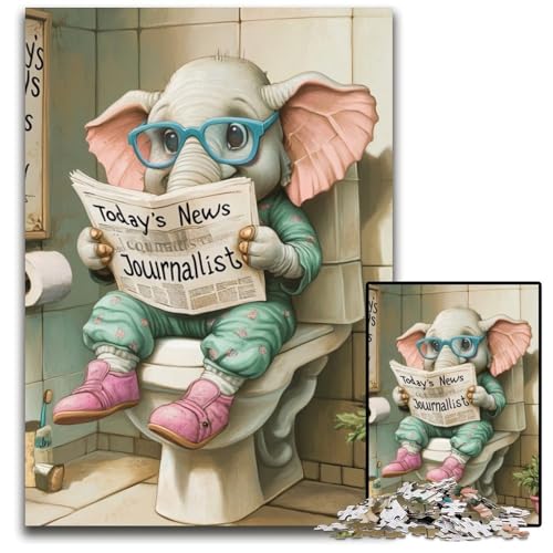 Elephant Go Toilet Puzzle für Erwachsene, 1000-teiliges Papppuzzle, anspruchsvolles DIY-Denkspiel für Teenager, 26x38cm/10,23x14,96 Zoll Elephant Go Toilet Puzzle für Erwachsene, 1000-teiliges Papppuzzle, anspruchsvolles DIY-Denkspiel für Teenager, 26x38cm/10,23x14,96 Zoll von LiJianXXR
