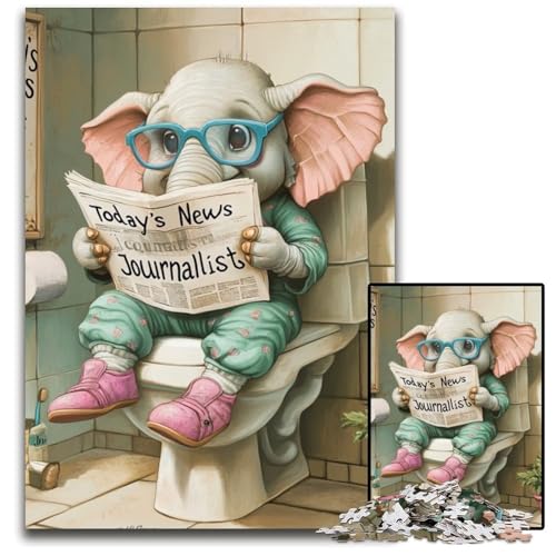 Elephant Go Toilet-Puzzles für 1000 Teile, anspruchsvolle Puzzles, anspruchsvolle Denksportaufgabe, Familienaktivität, Heimdekoration, 50x75cm/19,68x29,52 Zoll Elephant Go Toilet-Puzzles für 1000 Teile, anspruchsvolle Puzzles, anspruchsvolle Denksportaufgabe, Familienaktivität, Heimdekoration, 50x75cm/19,68x29,52 Zoll von LiJianXXR