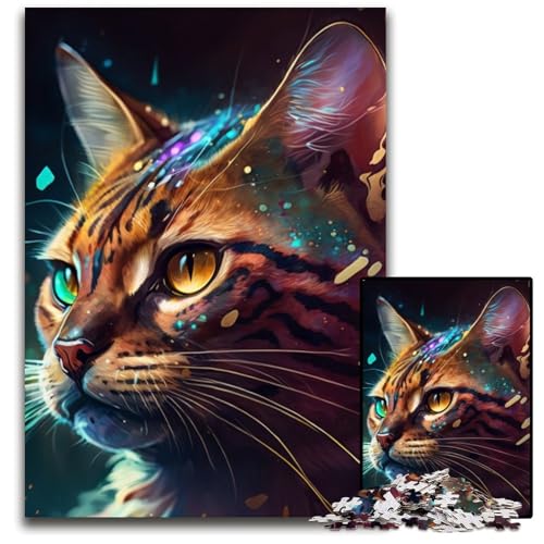 Fantasy-Bengalkatzen-Puzzle für Erwachsene, 1000-teiliges Holzpuzzle für Erwachsene für interaktives Familienspiel, 50x75cm/19,68x29,52 Zoll Fantasy-Bengalkatzen-Puzzle für Erwachsene, 1000-teiliges Holzpuzzle für Erwachsene für interaktives Familienspiel, 50x75cm/19,68x29,52 Zoll von LiJianXXR