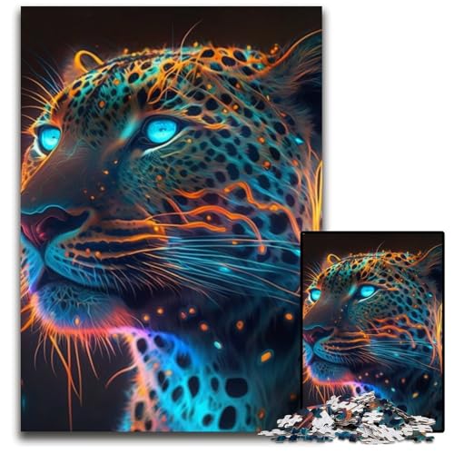 Fantasy Leopard Puzzle für Erwachsene, 1000 Teile, Puzzle für Erwachsene, perfekt für Halloween, Weihnachten, Geburtstagsgeschenk, 50x75cm/19,68x29,52 Zoll von LiJianXXR