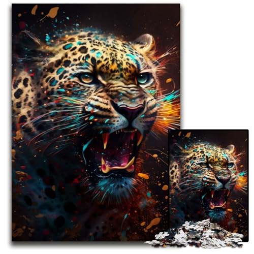 Fantasy Leopard Puzzle für Erwachsene, 1000 Teile, Puzzle für Erwachsene, perfekt für Halloween, Weihnachten, Geburtstagsgeschenk, 50x75cm/19,68x29,52 Zoll von LiJianXXR