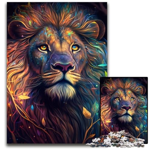 Fantasy-Löwe-Puzzle für Erwachsene, 1000 Teile, Puzzle für Erwachsene, perfekt für Halloween, Weihnachten, Geburtstagsgeschenk, 50x75cm/19,68x29,52 Zoll von LiJianXXR