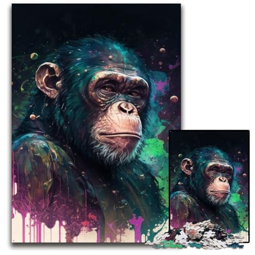 Fantasy-Schimpansen-Puzzle für Erwachsene, 1000-teiliges Holzpuzzle, anspruchsvolles DIY-Denkspiel für Teenager, 50x75cm/19,68x29,52 Zoll von LiJianXXR