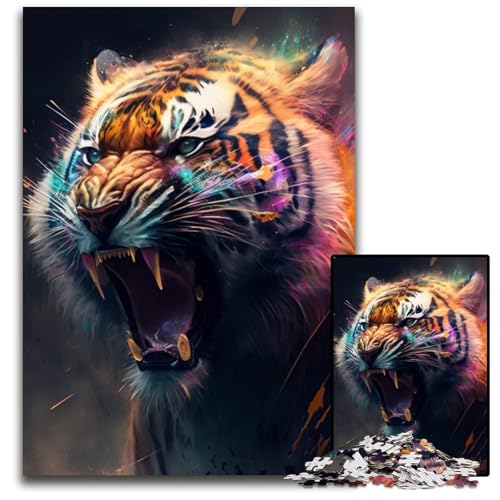 Fantasy Tiger 1000-Teile-Puzzle für Erwachsene, anspruchsvolle Puzzles, interaktives Familienspiel, Gehirn-Herausforderung, Lernspielzeug, 26x38cm/10,23x14,96 Zoll von LiJianXXR