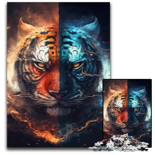 Fantasy Tiger 1000-Teile-Puzzle für Erwachsene, anspruchsvolle Puzzles, interaktives Familienspiel, Gehirn-Herausforderung, Lernspielzeug, 26x38cm/10,23x14,96 Zoll von LiJianXXR