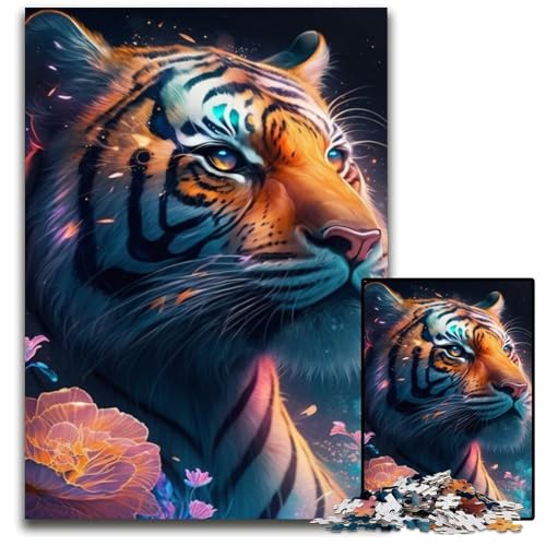 Fantasy Tiger Puzzle für Erwachsene, 1000 Teile, Holzpuzzle für Erwachsene, perfektes DIY-Kunstdekor oder Geburtstagsgeschenk, 50x75cm/19,68x29,52 Zoll von LiJianXXR