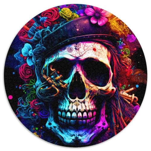 Fantasy-Totenkopf-Puzzle 1000 Teile für Erwachsene, 1000 Teile, rundes Puzzle, Geschenke, Familie und Freunde, geeignet für Kinder ab 14 Jahren, 67,5 x 67,5 cm von LiJianXXR