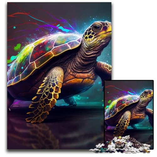 Fantasy Turtle Puzzle für Erwachsene, 1000 Teile, Papppuzzle, Spaß für den Familienspielabend, dekoratives Kunstwerk zum Selbermachen, 26x38cm/10,23x14,96 Zoll von LiJianXXR