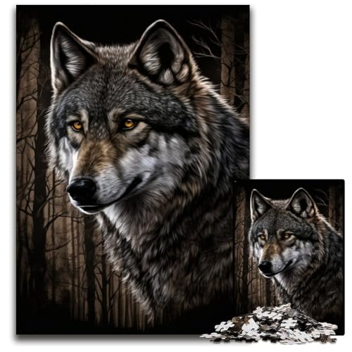 Fantasy Wolf Puzzle für Erwachsene, 1000 Teile, Puzzle für Erwachsene, perfekt für Halloween, Weihnachten, Geburtstagsgeschenk, 50x75cm/19,68x29,52 Zoll von LiJianXXR