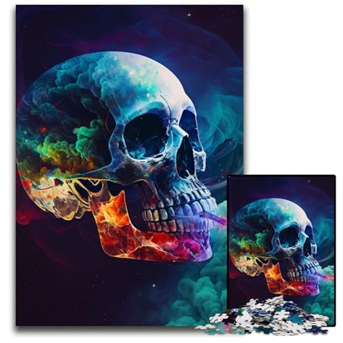 Farbiger Totenkopfrauch, 1000 Teile Puzzle für Erwachsene, anspruchsvolle Puzzles, interaktives Familienspiel, Gehirn-Herausforderung, Lernspielzeug, 26x38cm/10,23x14,96 Zoll Farbiger Totenkopfrauch, 1000 Teile Puzzle für Erwachsene, anspruchsvolle Puzzles, interaktives Familienspiel, Gehirn-Herausforderung, Lernspielzeug, 26x38cm/10,23x14,96 Zoll von LiJianXXR