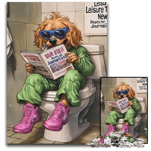 Golden Retriever Go Toilet 1000-teiliges Puzzle für Erwachsene, Puzzles für Erwachsene, Gehirn-Herausforderung, Geschenk, pädagogische Aktivität für Teenager, 50x75cm/19,68x29,52 Zoll Golden Retriever Go Toilet 1000-teiliges Puzzle für Erwachsene, Puzzles für Erwachsene, Gehirn-Herausforderung, Geschenk, pädagogische Aktivität für Teenager, 50x75cm/19,68x29,52 Zoll von LiJianXXR