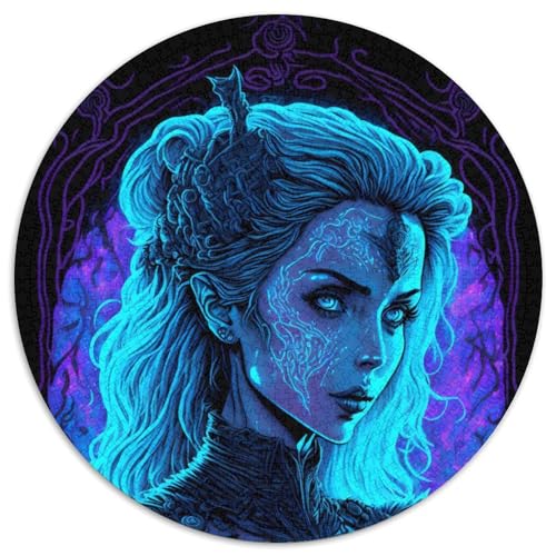 Gothic Portrait Puzzle 1000 Teile für Erwachsene, Rundes Puzzle 1000 Teile für Erwachsene, Denksportaufgabe, Spiel für Erwachsene, Interaktive Familienaktivität, 67,5 x 67,5 cm von LiJianXXR