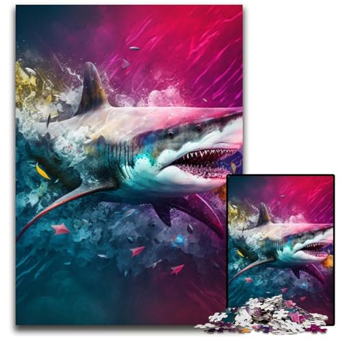 Hai-Puzzle für Erwachsene, 1000 Teile, Papppuzzle für Erwachsene, perfektes DIY-Kunstdekor oder Geburtstagsgeschenk, 26x38cm/10,23x14,96 Zoll Hai-Puzzle für Erwachsene, 1000 Teile, Papppuzzle für Erwachsene, perfektes DIY-Kunstdekor oder Geburtstagsgeschenk, 26x38cm/10,23x14,96 Zoll von LiJianXXR