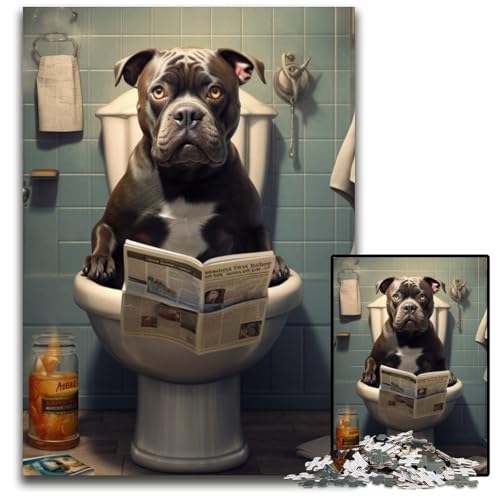 Hund liest Zeitung Puzzle für 1000 Teile, anspruchsvolle Puzzles, anspruchsvolle Denksportaufgabe, Familienaktivität, Heimdekoration, 26x38cm/10,23x14,96 Zoll von LiJianXXR