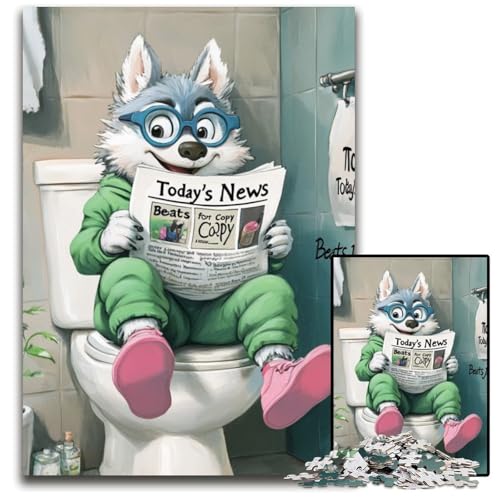 Husky Go Toilet-Puzzle für Erwachsene, 1000-teiliges Papp-Puzzle für Erwachsene, ideal für Verliebte, perfektes Weihnachts-, Neujahrs- und Valentinstagsgeschenk, 26x38cm/10,23x14,96 Zoll von LiJianXXR