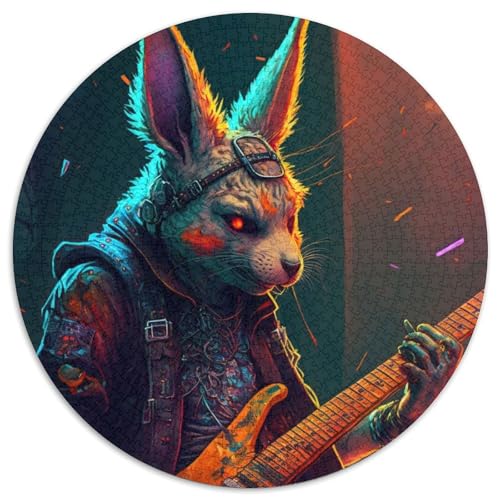 Kaninchen-Gitarren-Tier-Puzzle, 1000 Teile, Geschenke, rund, Puzzle 1000 Teile für Erwachsene, für Heimdekoration, Gehirntraining, 67,5 x 67,5 cm Kaninchen-Gitarren-Tier-Puzzle, 1000 Teile, Geschenke, rund, Puzzle 1000 Teile für Erwachsene, für Heimdekoration, Gehirntraining, 67,5 x 67,5 cm von LiJianXXR