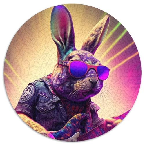 Kaninchen-Gitarren-Tier-Puzzle, 1000 Teile, Geschenke, rund, Puzzle 1000 Teile für Erwachsene, für Heimdekoration, Gehirntraining, 67,5 x 67,5 cm Kaninchen-Gitarren-Tier-Puzzle, 1000 Teile, Geschenke, rund, Puzzle 1000 Teile für Erwachsene, für Heimdekoration, Gehirntraining, 67,5 x 67,5 cm von LiJianXXR