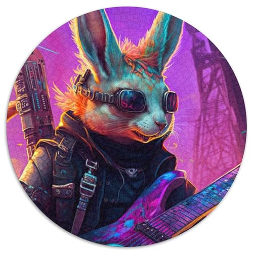 Kaninchen-Gitarren-Tier-Puzzle 1000 Teile für Erwachsene, rundes Puzzle 1000 Teile für Erwachsene zur Heimdekoration, ideales Weihnachts- und Neujahrsgeschenk für Teenager, 67,5 x 67,5 cm Kaninchen-Gitarren-Tier-Puzzle 1000 Teile für Erwachsene, rundes Puzzle 1000 Teile für Erwachsene zur Heimdekoration, ideales Weihnachts- und Neujahrsgeschenk für Teenager, 67,5 x 67,5 cm von LiJianXXR