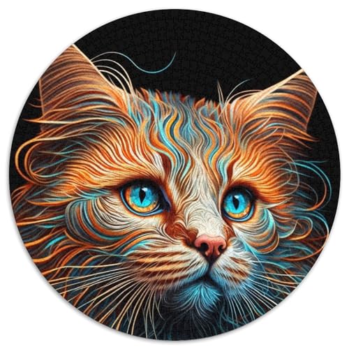 Katzen-Puzzle, 1000 Teile, rund, 1000 Teile, für Erwachsene, zur Heimdekoration, ideales Weihnachts- und Neujahrsgeschenk für Teenager, 67,5 x 67,5 cm Katzen-Puzzle, 1000 Teile, rund, 1000 Teile, für Erwachsene, zur Heimdekoration, ideales Weihnachts- und Neujahrsgeschenk für Teenager, 67,5 x 67,5 cm von LiJianXXR