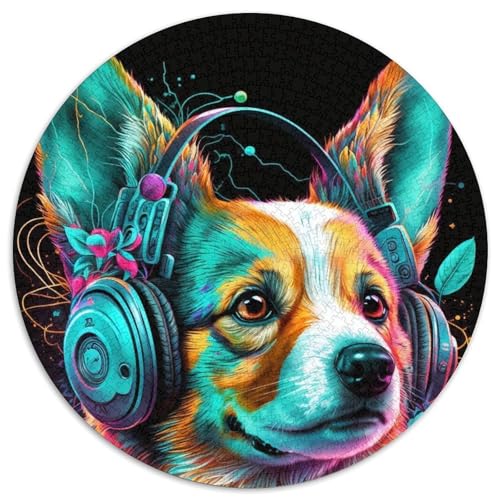 Kopfhörer-Corgi-Puzzle 1000 Teile für Erwachsene. Unmögliche Puzzles für Erwachsene Geburtstage und Feiertage. 67,5 x 67,5 cm von LiJianXXR