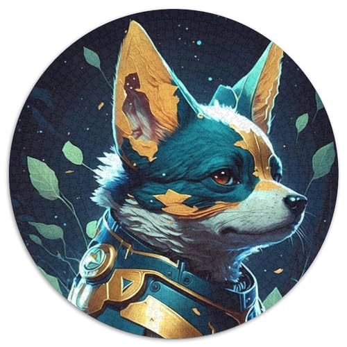 Magischer Realismus, Corgi-Hunde-Puzzle, 1000 Teile, Puzzle, 1000 Teile, runde Puzzles für Erwachsene, DIY-Kunstdekor, 67,5 x 67,5 cm von LiJianXXR