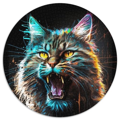 Neon Maine Coon Puzzle für Erwachsene, 1000 Teile, 1000-teiliges rundes Puzzle für Erwachsene, Spaß für die ganze Familie, Basteln, perfekt für Geburtstage, Feiertage, 67,5 x 67,5 cm Neon Maine Coon Puzzle für Erwachsene, 1000 Teile, 1000-teiliges rundes Puzzle für Erwachsene, Spaß für die ganze Familie, Basteln, perfekt für Geburtstage, Feiertage, 67,5 x 67,5 cm von LiJianXXR