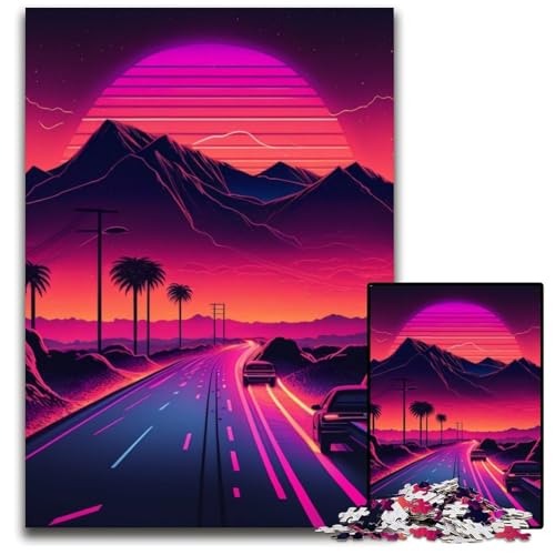 Neon Retro Road 1000-Teile-Puzzle für Erwachsene, anspruchsvolle Puzzles, interaktives Familienspiel, Gehirn-Herausforderung, Lernspielzeug, 26x38cm/10,23x14,96 Zoll Neon Retro Road 1000-Teile-Puzzle für Erwachsene, anspruchsvolle Puzzles, interaktives Familienspiel, Gehirn-Herausforderung, Lernspielzeug, 26x38cm/10,23x14,96 Zoll von LiJianXXR